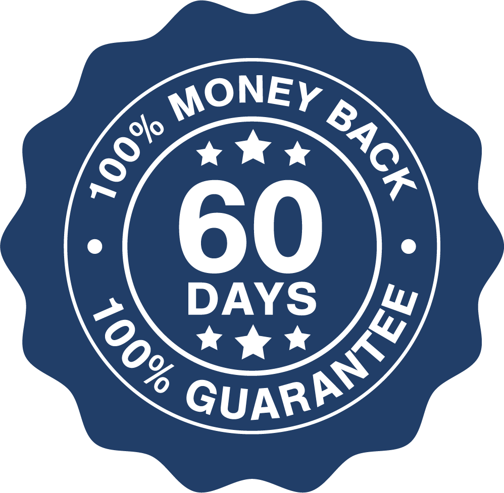 100% money back 60 days guarantee seal